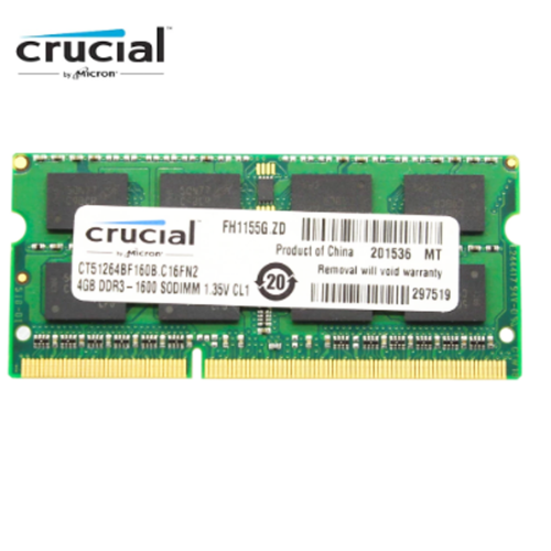 Crucial RAM SO DIMM DDR3 DDR3L 4GB 1600mhz, SODIMM